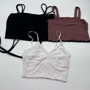 Lot of 3 Stylish Women's Crop Tops l in Black, White and Multi-Color-Size S